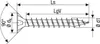 A technical drawing of a screw with dimensions indicated. Anteprima dell’immagine prodotto