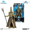 A promotional image showing a DC Multiverse King Kordax action figure, both out of its packaging and in its retail box. Voir les images du produit