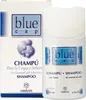 A product shot of Blue Cap Shampoo and its packaging. Produktbild-Vorschau