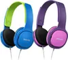 Two pairs of children's headphones, one blue and green, the other purple and pink, are displayed against a white background. Produktbild-Vorschau
