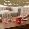 LS-LebenStil 4´er Set Glas Teelichthalter Retro Rosa Rose Produktbild-Vorschau 3