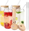 4er Set Transparenter Glasbecher 500ml mit Deckel Strohhalm Produktbild-Vorschau 5