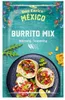 A product package for burrito mix, with a picture of burritos and salsa on a plate. Produktbild-Vorschau