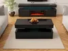 A modern living room scene featuring a black coffee table with LED lighting, a fireplace TV stand, and a sofa. Náhled obrázku produktu