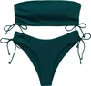 Damen Zweiteiliger Badeanzug Bandeau Bikini Set Hohe Taille Produktbild-Vorschau 2