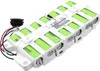 A rechargeable battery pack with multiple green battery cells and white plastic housing. Produktbild-Vorschau