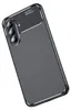 A black carbon fiber textured phone case with a camera cutout is shown against a white background. Produktbild-Vorschau