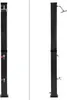Two views of a black outdoor solar shower stand against a white background. Produktbild-Vorschau