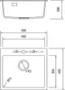 Technical drawing of a sink and faucet with dimensions. Produktbild-Vorschau