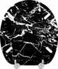 A toilet seat with a black and white marble pattern. Produktbild-Vorschau