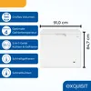 A white chest freezer with dimensions and feature callouts. Produktbild-Vorschau