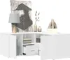A white corner shelving unit with decorative items on top. Anteprima dell’immagine prodotto