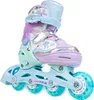 A pair of children's adjustable inline skates with a mermaid-themed design. Produktbild-Vorschau