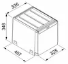 A technical drawing of a waste separation system with dimensions indicated. Podgląd zdjęcia produktu