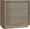 Kommode >SAVONA< LED, 3 Schübe, Beige Glanz / Eiche Produktbild-Vorschau 1