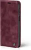 A burgundy flip cover phone case shown from the side. Produktbild-Vorschau