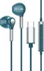 A pair of teal and silver USB-C headphones with a microphone and inline controls are displayed against a white background. Produktbild-Vorschau