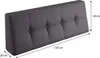A gray upholstered headboard with tufted buttons, shown with dimensions indicated. Produktbild-Vorschau