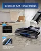 A wet dry vacuum cleaner is shown in a bathroom setting, with close-up insets illustrating its features. Produktbild-Vorschau