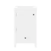 A white bathroom vanity cabinet with one door and one drawer, shown from the front. Produktbild-Vorschau