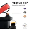 A Nespresso Vertuo Pop coffee machine with different capsule sizes and a cup of coffee. Anteprima dell’immagine prodotto