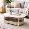 Relaxdays Couchtisch, mit Stoffkorb, oval, Beistelltisch Produktbild-Vorschau 3