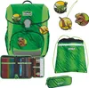 A collection of school supplies including a backpack, pencil case, and drawstring bag, all with a dinosaur theme. Anteprima dell’immagine prodotto