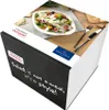 A cube-shaped product box with a salad image on top and text on the side. Voir les images du produit
