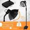 Diagrams and specifications of a black floor-standing infrared heater. Anteprima dell’immagine prodotto