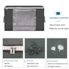A storage box with a transparent window and accompanying feature callouts. Produktbild-Vorschau