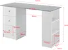 A diagram showing the dimensions of a white and gray desk with shelves and drawers. Náhľad obrázku produktu