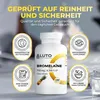 A collage image featuring a bottle of supplements and promotional badges. Produktbild-Vorschau