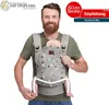 A man is wearing a baby carrier with a baby inside. There are promotional badges and text overlays. Náhled obrázku produktu