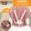 Close-up of a pink baby high chair with safety straps. Produktbild-Vorschau