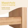 A close-up of a wooden shelf with text highlighting its material and durability. Náhľad obrázku produktu