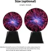 Two plasma balls of different sizes are displayed side-by-side on black bases, with text indicating size options and usage instructions. Podgląd zdjęcia produktu