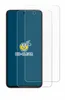 A clear screen protector is shown on top of a smartphone. Produktbild-Vorschau