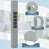 A tall, narrow gray cabinet is shown in the center, with close-up insets highlighting its features. Podgląd zdjęcia produktu