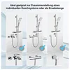 A collage of three different shower faucet and showerhead sets, each with a checkmark indicating suitability. Anteprima dell’immagine prodotto