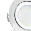 Close-up of a round LED downlight with brushed aluminum finish. Produktbild-Vorschau