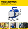 Product specifications and usage examples for a vacuum pump. Náhled obrázku produktu