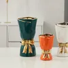 Wazon złota kokarda zielony ceramiczny rękodzieło dekoracja Podgląd zdjęcia produktu 7