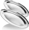 com-four® 2x Serviertablett aus Edelstahl - Tablett oval Produktbild-Vorschau 1