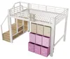Hochbett 140x200 cm Metall Weiß, platzsparendes Etagenbett Produktbild-Vorschau 16