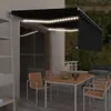 An outdoor patio scene at dusk with a dining set and an awning. Produktbild-Vorschau