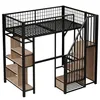 A loft bed with shelves and stairs, shown against a white background. Podgląd zdjęcia produktu