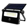 A black solar-powered floodlight with a solar panel on top, shown against a white background. Produktbild-Vorschau