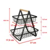 A two-tiered metal basket with a wooden handle, with dimensions indicated by red lines and text. Anteprima dell’immagine prodotto