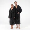GAUBERT Uni fleece badjas met capuchon, extra lang, zwart, Productafbeelding-voorbeeld 2