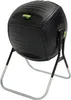 A black compost tumbler on a silver stand against a white background. Produktbild-Vorschau